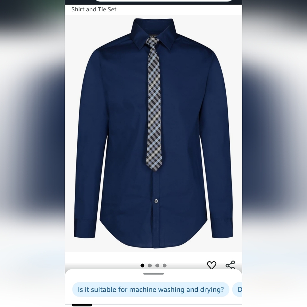 Boy's Navy Blue Shirt and Tie Set